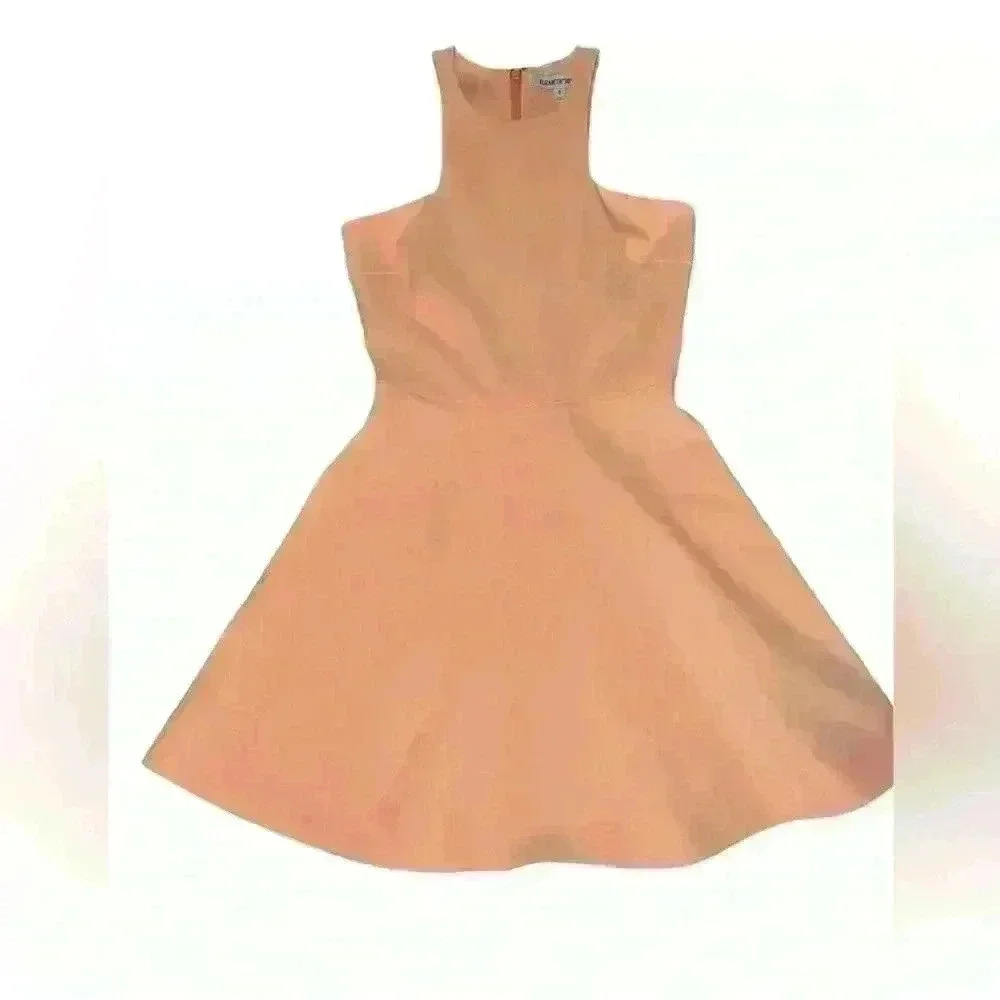 elizabeth & james Textured Fit-&-Flare  Mini  Sz 0 Sleeveless Round Neck Coastal